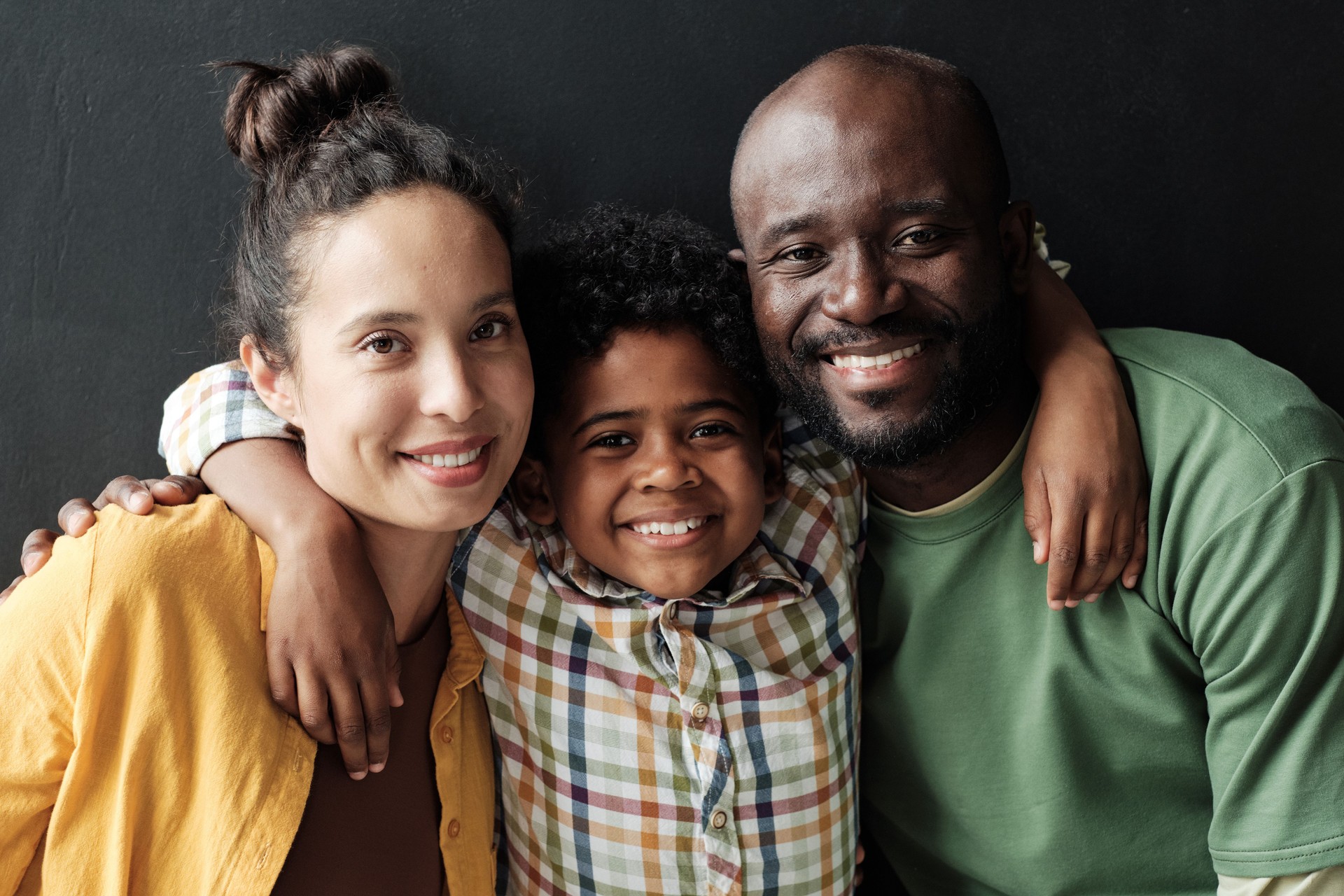 Happy family of three